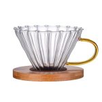 מתקן V60 זכוכית עם מעמד עץ